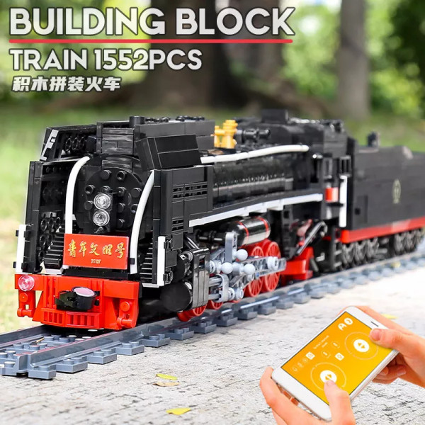 MOULD KING 12003 - The QJ Steam Locomotives Train with Remote Control