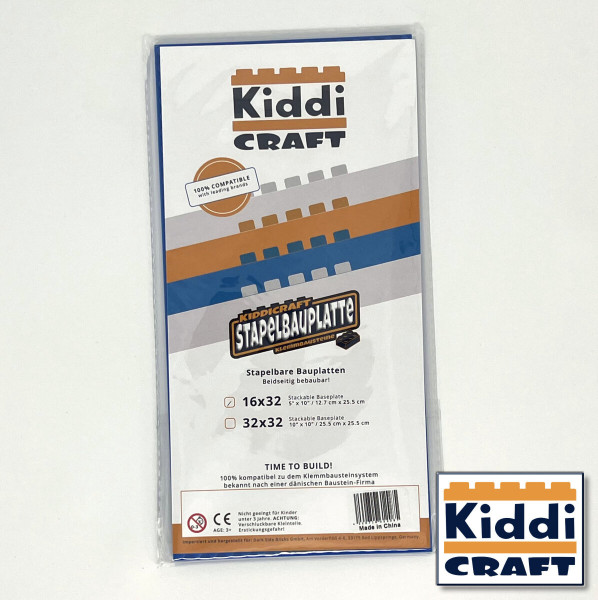 Kiddi CRAFT KC16BSA - Stackable Baseplate 16 x 32 Noppen (12,7 x 25,5cm) Blau