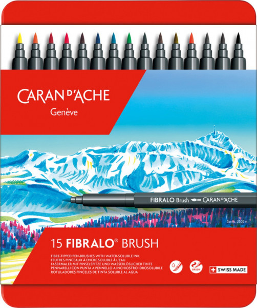Caran d'Ache - FIBRALO Brush Sortiment mit 15 Farben
