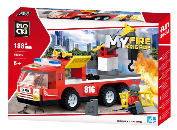 BLOCKI – MyFireBrigade Feuerwehrfahrzeug mit Anhängerkupplung