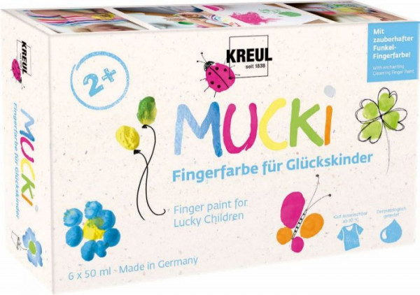 KREUL - MUCKI Fingerfarbe für Glückskinder 6er Set 50 ml