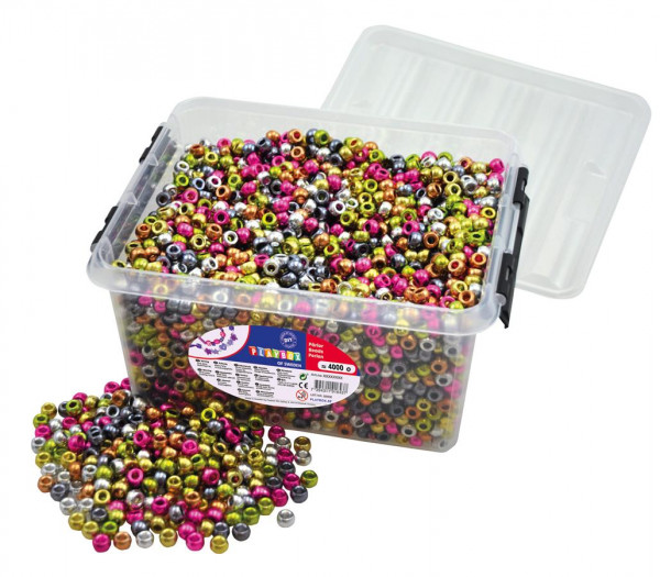 Playbox - Kunststoff-Perlen Metallic in Box, 4'000 Stück