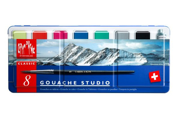Caran d'Ache - Etui 8 Farben als Tabletten GOUACHE STUDIO