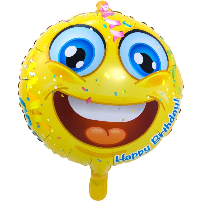 Folienballon Happy Birthday Emoti mit Helium