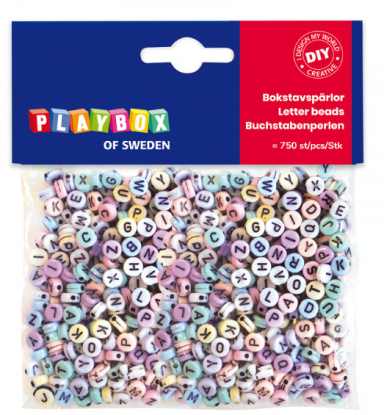 Playbox - Kunststoffperlen Buchstaben pastell, ca. 750 Stück