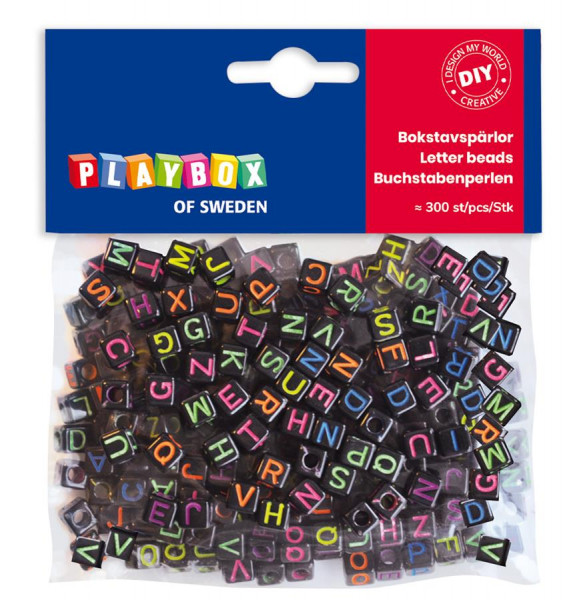 Playbox - Kunststoffperlen Buchstaben Neon, ca. 300 Stück
