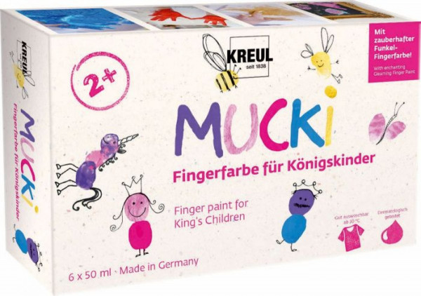 KREUL - MUCKI Fingerfarbe für Königskinder 6er Set 50 ml