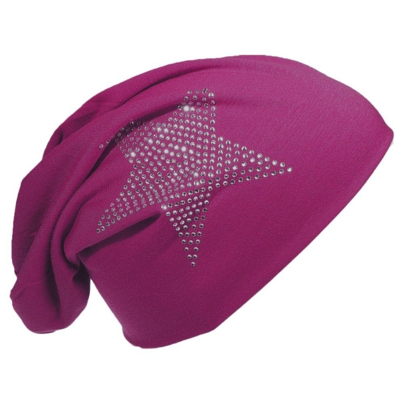 Beanie Mütze mit Stern violet