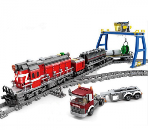 Kazi 98219 - Roter Diesel Güterzug mit Schienenkreis